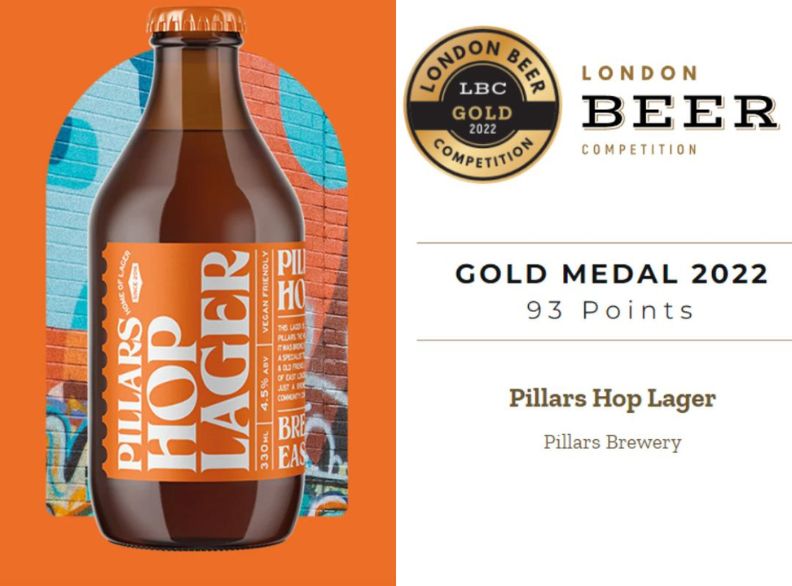 Pillars Hop Lager - Gold Winner at London Beer Competition 2022